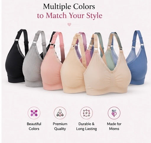 Maternity Nursing Bra – High Support, Easy One-Hand Feeding | Soft, Breathable & Wire-Free Comfort for Pregnancy & Breastfeeding