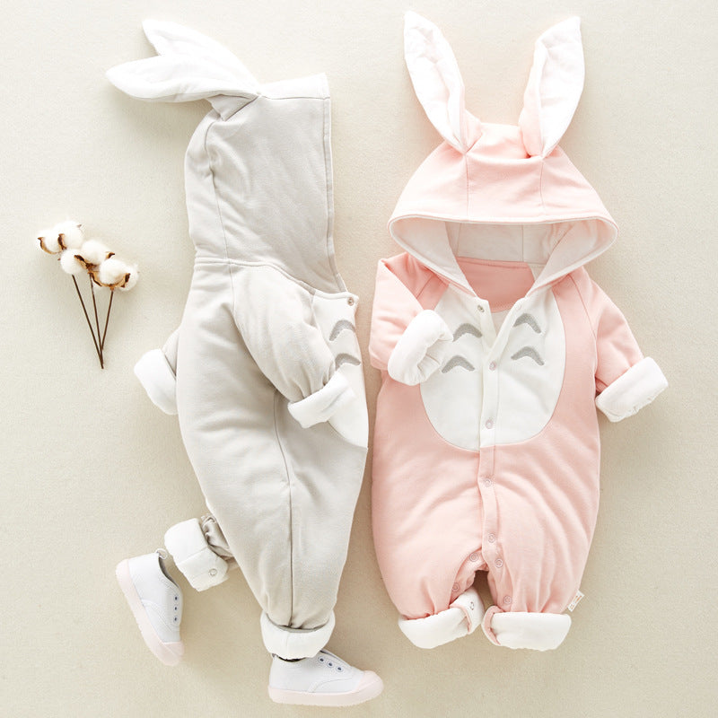 “Cute Winter Baby Romper Hoodie – Soft Cotton Jumpsuit for Newborns”