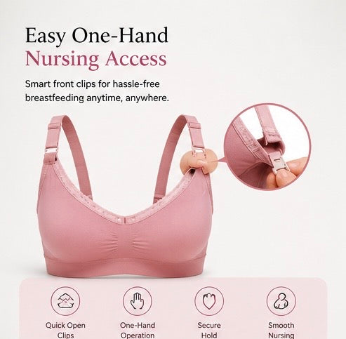 Maternity Nursing Bra – High Support, Easy One-Hand Feeding | Soft, Breathable & Wire-Free Comfort for Pregnancy & Breastfeeding