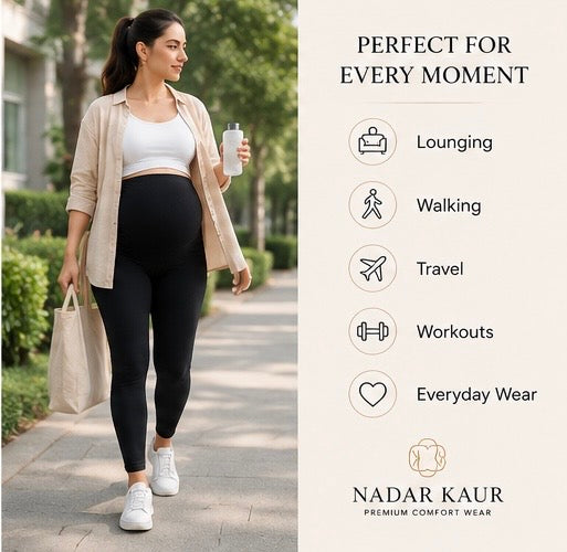 Maternity Support Leggings- High Waist Comfort Wear for Pregnancy & Postpartum