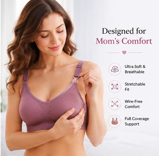 Maternity Nursing Bra – High Support, Easy One-Hand Feeding | Soft, Breathable & Wire-Free Comfort for Pregnancy & Breastfeeding