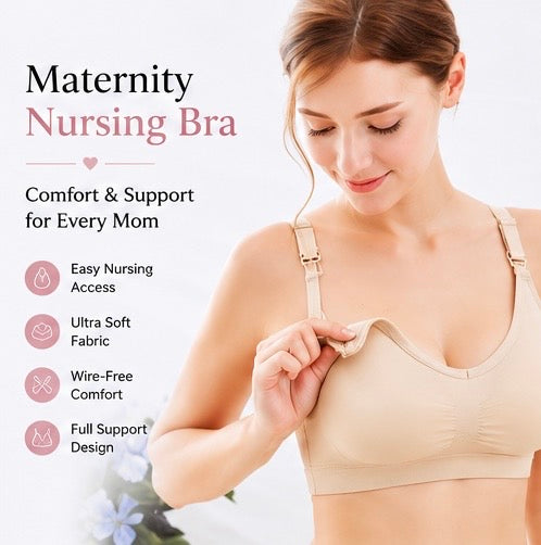 Maternity Nursing Bra – High Support, Easy One-Hand Feeding | Soft, Breathable & Wire-Free Comfort for Pregnancy & Breastfeeding