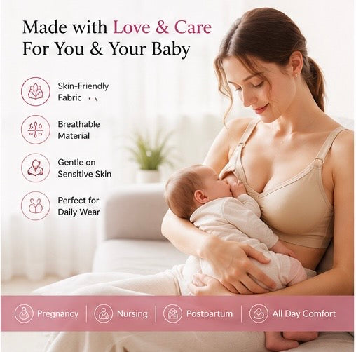 Maternity Nursing Bra – High Support, Easy One-Hand Feeding | Soft, Breathable & Wire-Free Comfort for Pregnancy & Breastfeeding